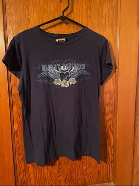 Harley-Davidson Navy Blue Skull & Wings Graphic Tee
